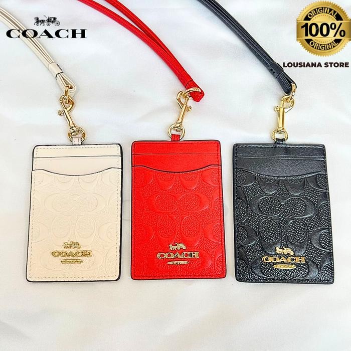 

promo lanyard id coach signature logo embossed full leather