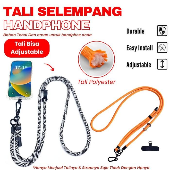 

promo lanyard handphone strap tebal crossbody 120cm - gantungan hp universal