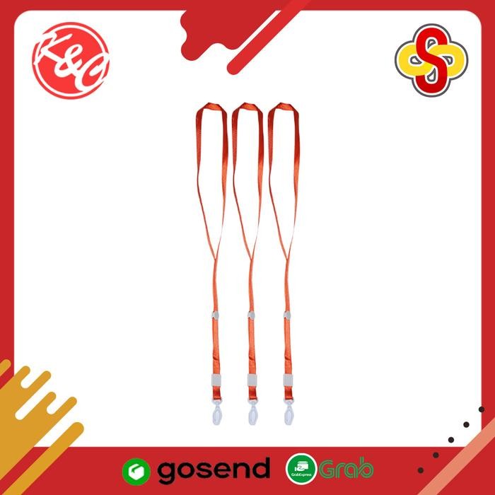 

promo tali id card lanyard nylon k&c 1 cm isi 100 pcs - merah, gantungan id