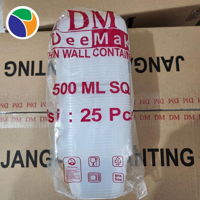 PROMO TERMURAH THINWALL/KOTAK MAKANAN/KOTAK KUE SQ MERK DM 500ML/500 ML