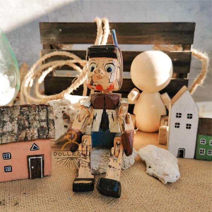 KADO ANAK ACTION FIGURE PINOKIO BONEKA KAYU HANDMADE SIZE M