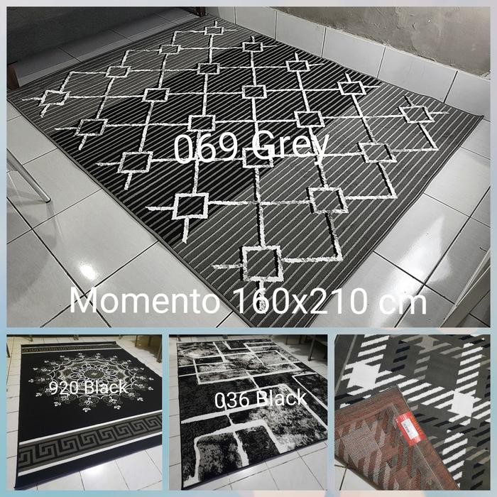 Karpet Permadani Hitam Putih Monokrom Moderno 160x210 cm
