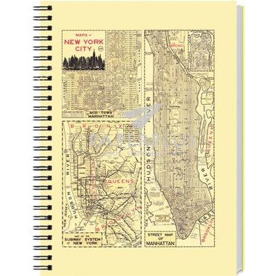 

Notebook Double Wire A5 Vintage Map Of New York City - Hc