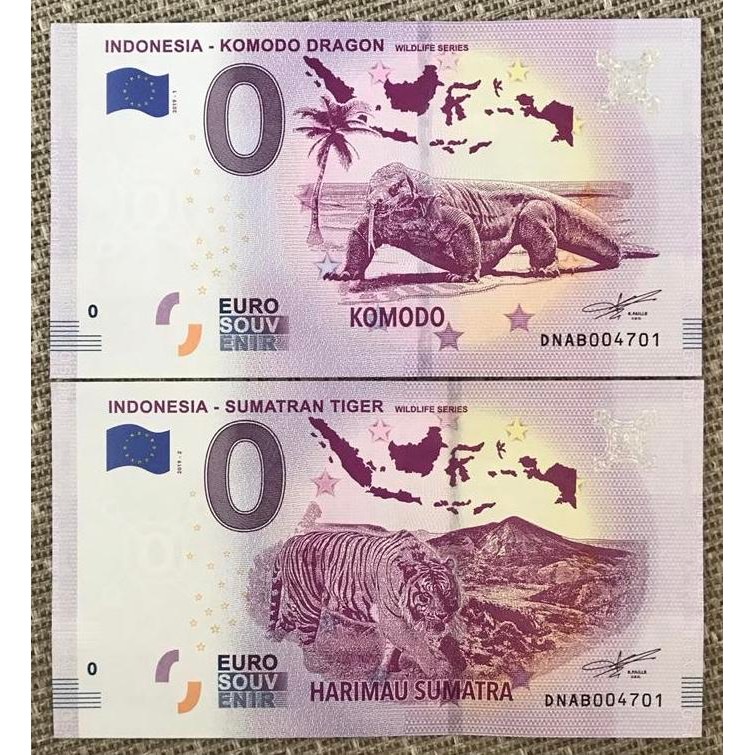 

New Issue Zero Euro seri Indonesia Komodo Dragon and Tiger (Satu Set)