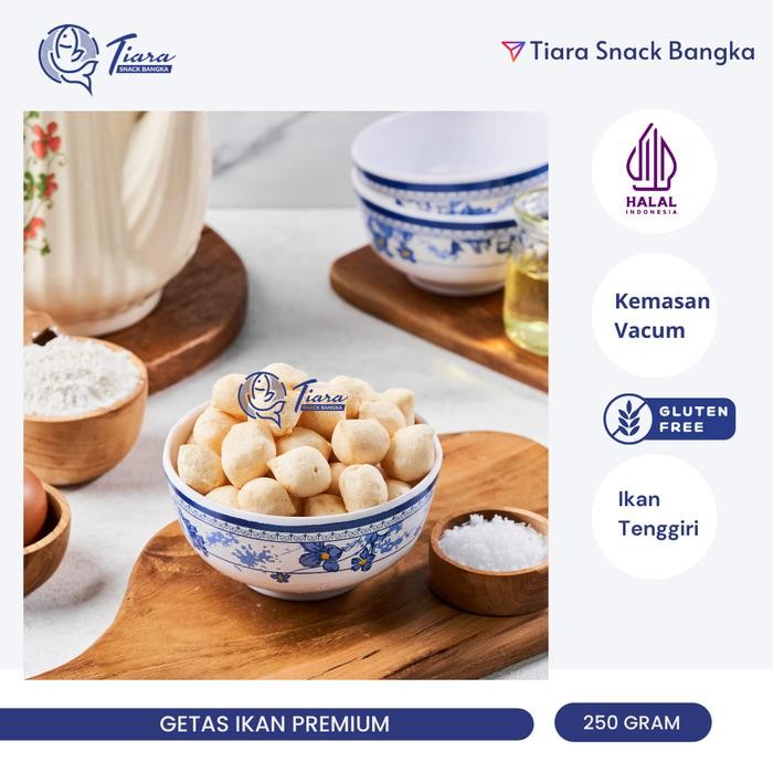 

TERMURAH Getas Mini Bangka Asli Ikan Tenggiri 250 Gram Tiara Snack Bangka Kerupuk Cemilan READY