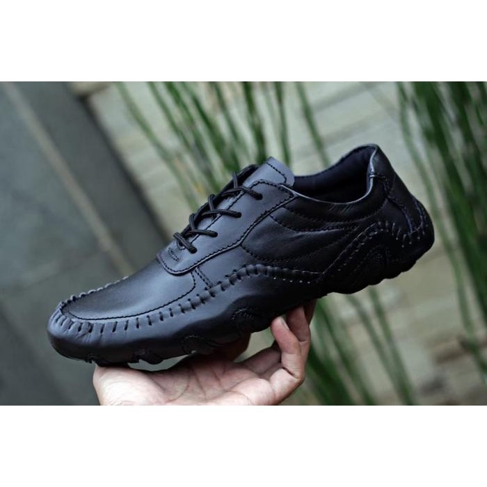 Sepatu Sneakers Pria Casual Pria Gladio Kulit Asli Hitam
