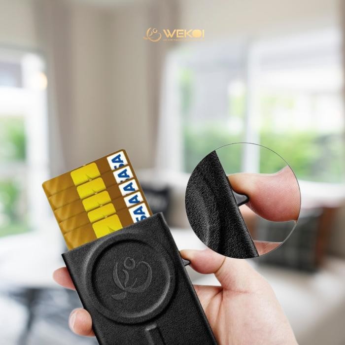 

Ready Wekoi Magnetic Smart Card Holder Magsafe Leather Pop Up Wallet Dompet Kartu