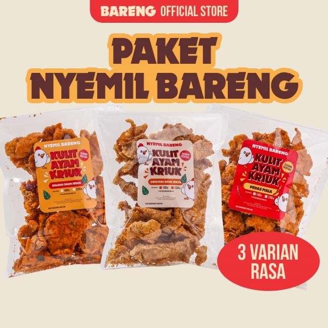 

TERMURAH Nyemil Bareng - Paket 3 Kulit Ayam Kriuk Semua Rasa READY STOCK