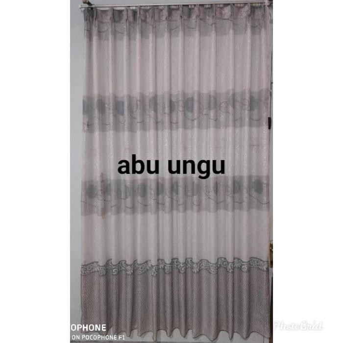 Vitrase putih motif garis silver garis gold daleman gorden