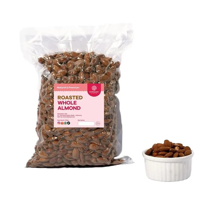 

Almond panggang Utuh 500 gr whole nuts roasted kacang Premium Nuts Superfood snack crunchy