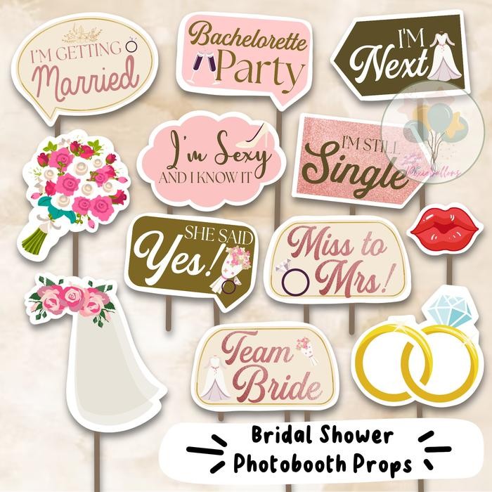 PHOTOBOOTH PROPS BRIDAL SHOWER BRIDE TO BE TONGKAT FOTO DEKORASI NIKAH