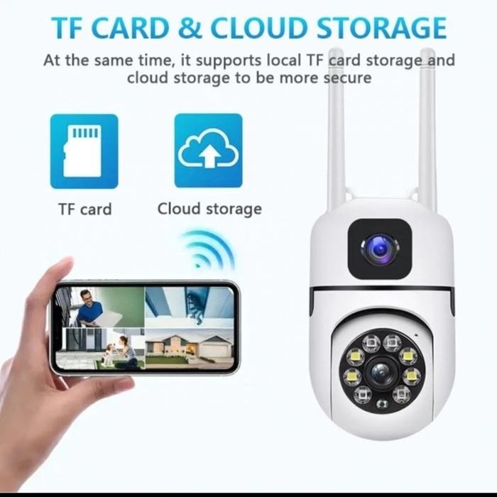 IP Camera V380 PRO CCTV 2 antena Dual lensa 360 ROTATION TRACKING
