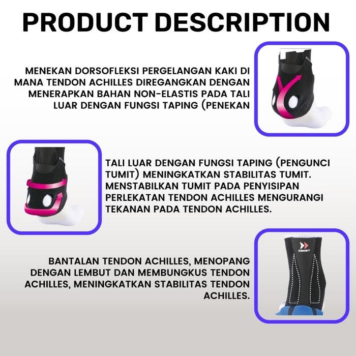Zamst AT-1 Achilles Tendon Support Deker Tumit Japan Original