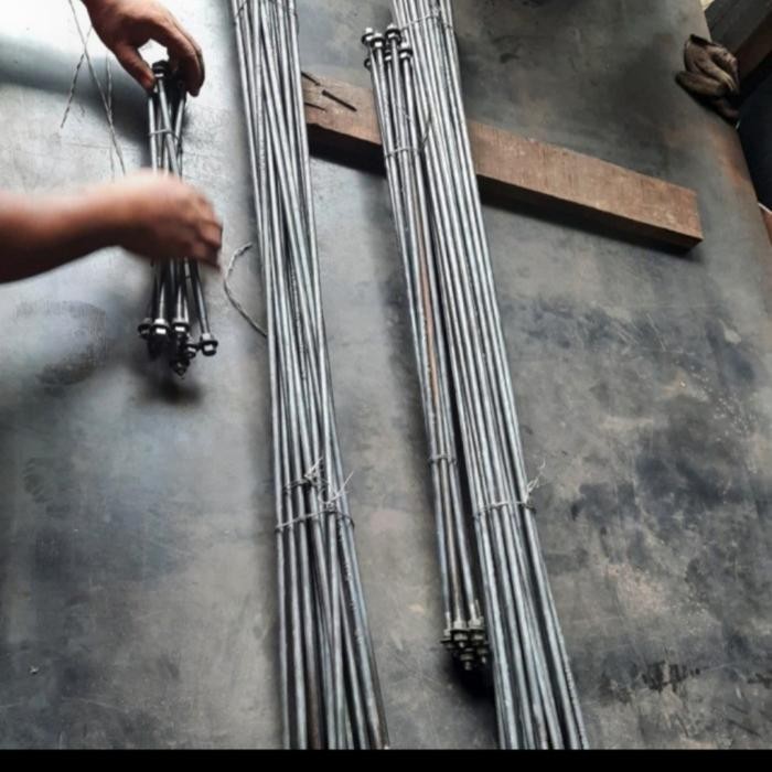 Pilihan- Besi Trekstang 12Mm Panjang 1,1M Drat Kiri Kanan 10 Cm(4Mur + 2Ring)