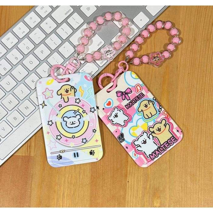 

jjm - ID CARD HOLDER MOTIF KAWAII TEMPAT KARTU PHOTOCARD PHOTO CARD FLOWER TALI MANIK