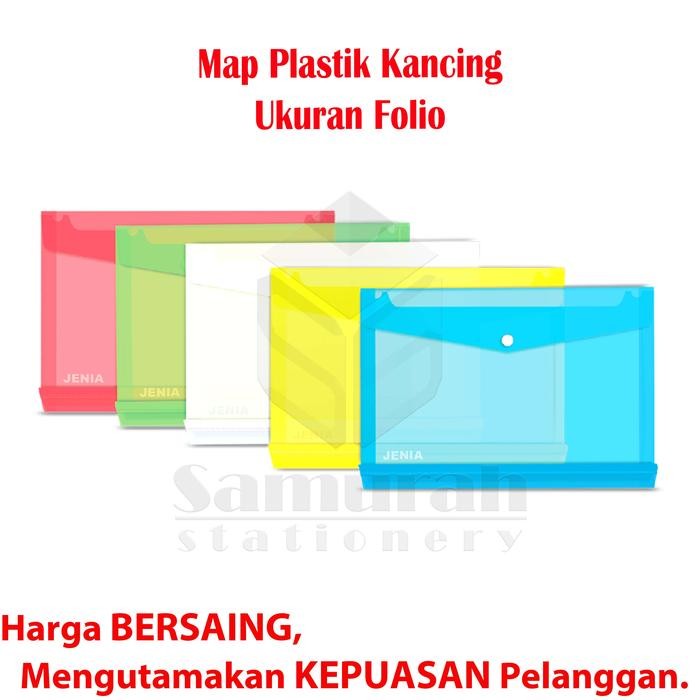 

jjm - Map Plastik Kancing / Tali Punggung ukuran Folio F4 Transparant Warna
