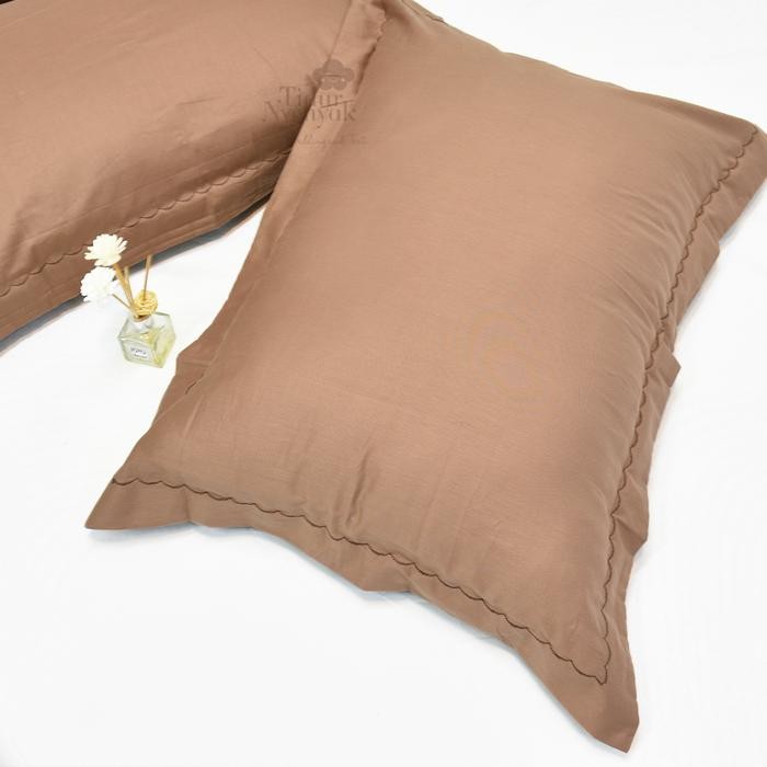 SARUNG BANTAL GULING KATUN JEPANG POLOS PIGURA 50X70 CM HALUS DINGIN