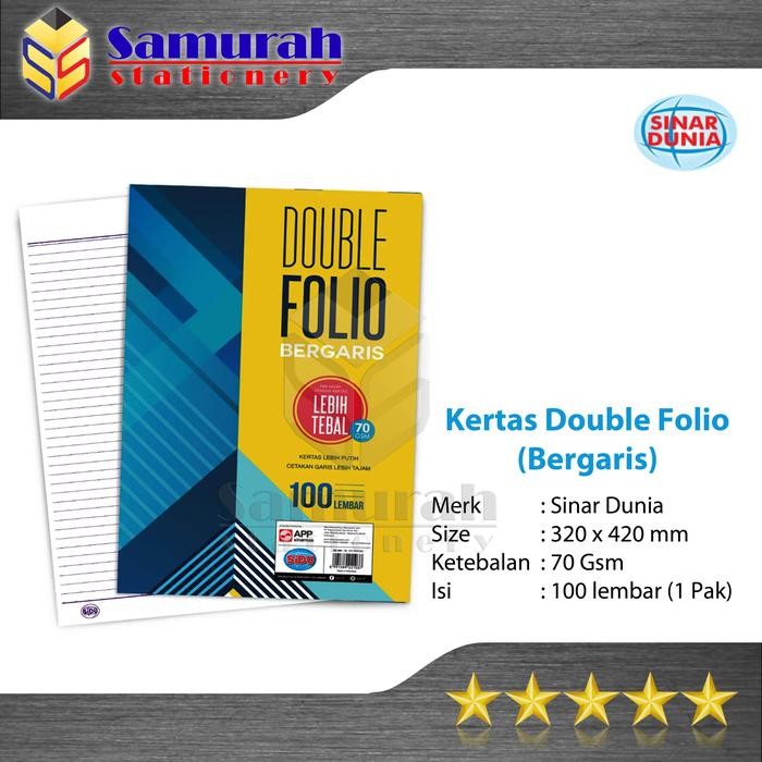 

Pilihan- Kertas Double Folio Bergaris Sidu Isi 100 Lembar / Folio Garis Sinar Dunia 100 Lbr /