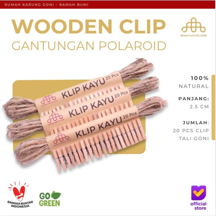 

Pilihan- 20 Pcs Wooden Clip 2,5 Cm - Klip Kayu + Tali Goni 3 Meter