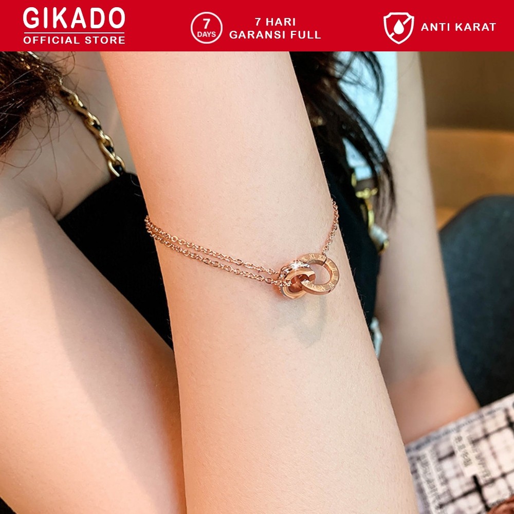 Gikado Gelang Romawi Chain Ring Titanium Steel Friendship Wanita