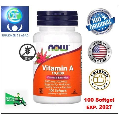 Vitamin A 10.000iu/3000mcg Now Foods branch untuk kesehatan mata 100 softgel