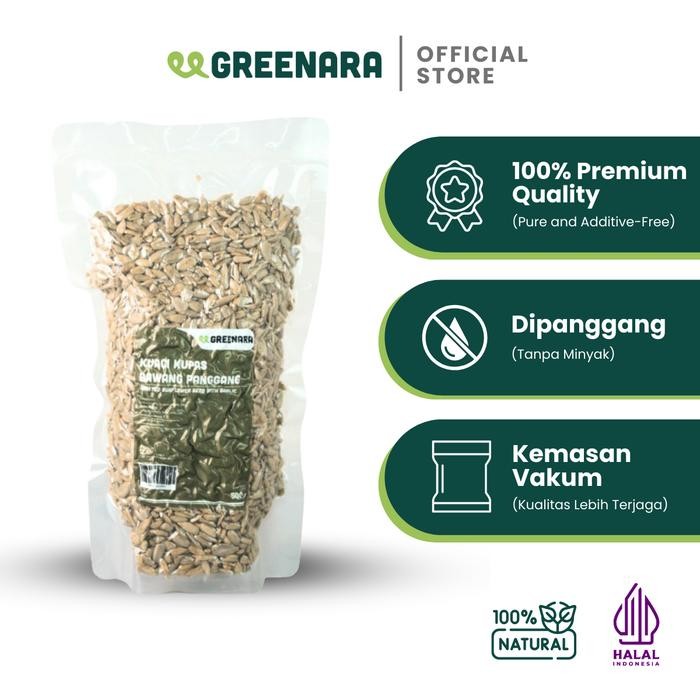 

ASLI Greenara Kuaci Kupas Bawang Panggang 500gr / Roasted Sunflower Seed with Garlic 500 gram READY