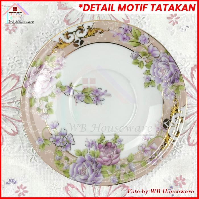 Vicenza Cangkir Set Teh Kopi 6 Pasang Motif Magnolia / Tea Set Coffee / Gelas Keramik / Cappucino