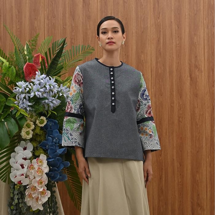 NONA RARA - Winny Encim T3640, Baju kerja blouse batik wanita modern
