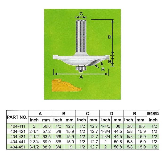 MATA ROUTER BIT / PROFIL KAYU 404-431 KNK (PANEL RASIER OGEE BITS)
