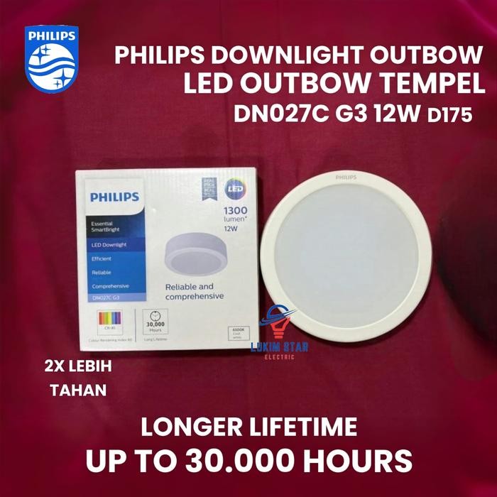 LAMPU PHILIPS DOWNLIGHT OUTBOW 12W WATT OUTBOW TEMPEL LED KANOPI PHILIPS DN027C 12 WATT