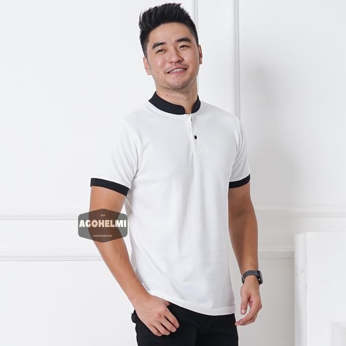 Wraanglers - Polo Shirt Kaos Polo Pria Kerah Shanghai Polos Putih Jumbo Bigsize