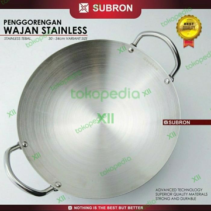 Promo Subron Stainless Wok Pan 32 Cm Wajan Kuali Tebal
