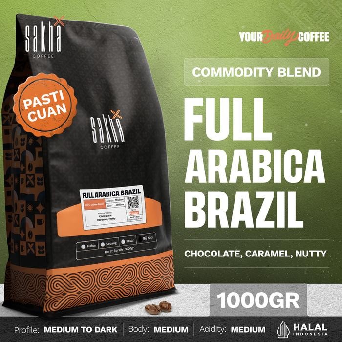 

Pilihan- Biji Kopi Arabica Brazil 1Kg Espresso Coffe Based By Sakha Coffee Roastery
