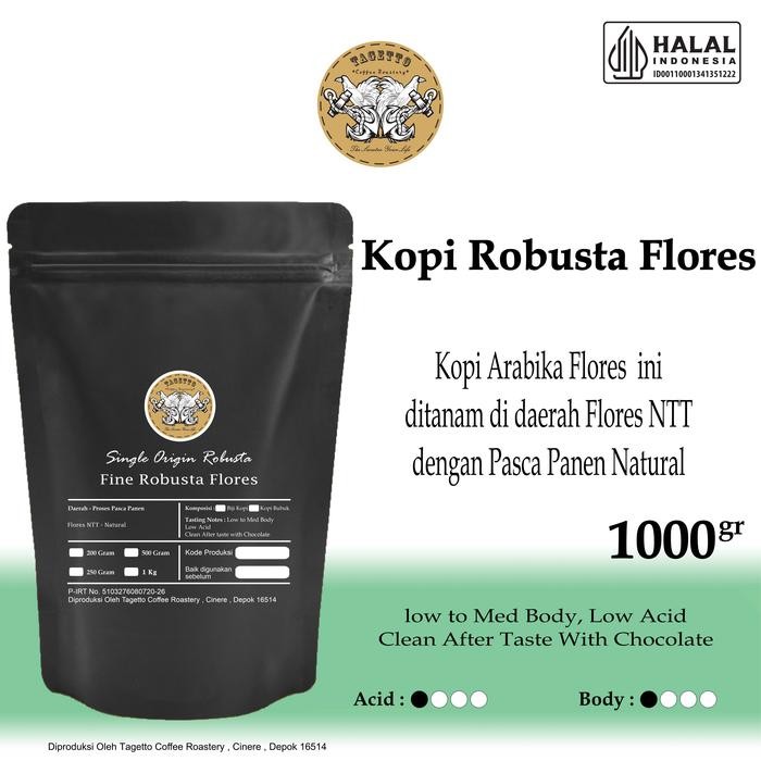 

Pilihan- Biji Kopi Fine Robusta Flores 1Kg Bean Ground Bubuk 1 Kg Tagetto Coffee