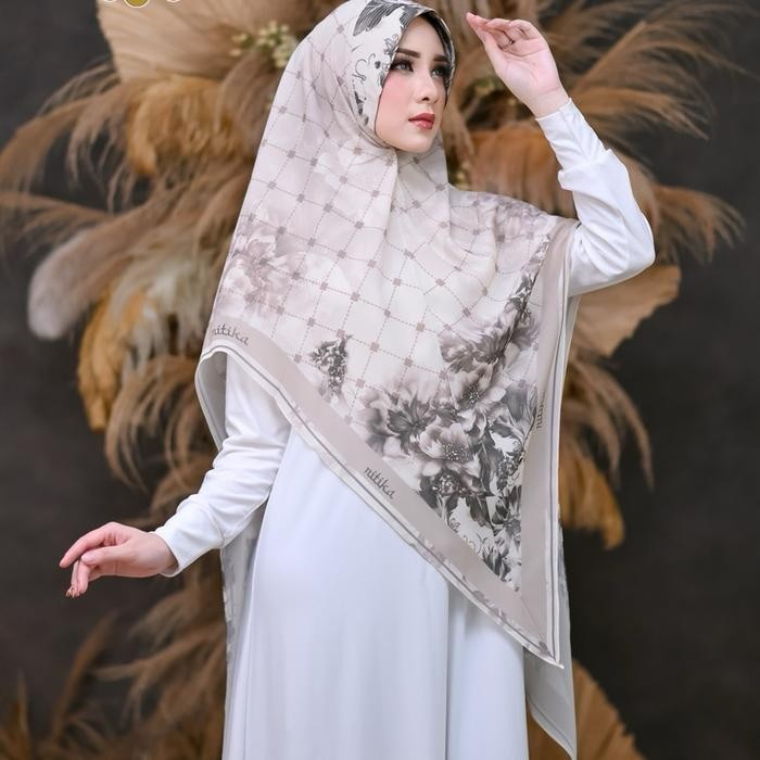 Hijab Printing V16 Nitika - Printing Nitika 2 Layer - BabyDoll, Ceruty, Panjang, Muslim, Cantik,