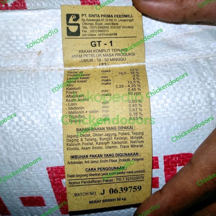Genta Pakan Telor Ayam Petelur GT-1 Pur Layer 50kg Sintas GT1 Komplit Untuk Meningkatkan Kualitas