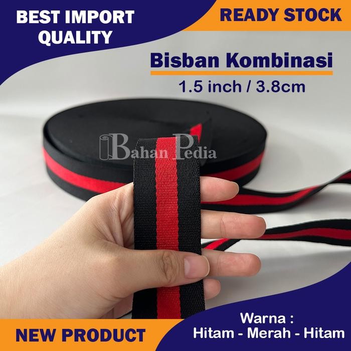 

[ROLL 42METER] TALI WEBBING BISBAN KOMBINASI POLYESTER IMPORT 3.8CM KODE 486