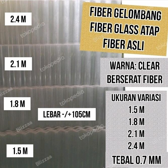 DISKON!! Fiber Glass Atap 1.8 Meter (Real Fiber Berserat) Fiber Gelombang 1.8Mtr Anti UV Anti Bocor