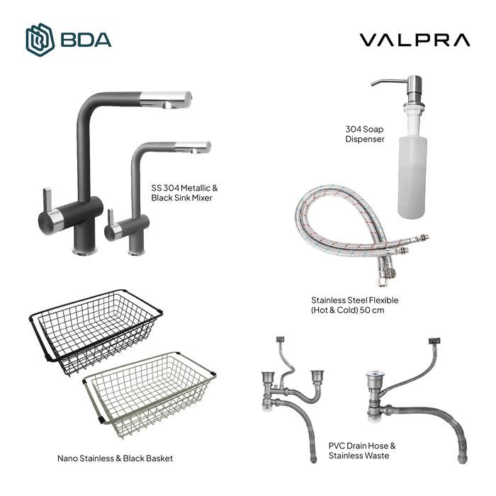 Valpra Kitchen Sink 1 Lubang Wastafel Cuci Piring Bak Cuci Piring Granit V GE 6146 Wastafel 1 Set