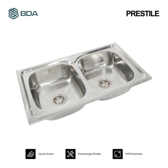 Bak Cuci Piring Kitchen Sink Dapur Wastafel Cuci Piring Stainless 2 Lubang Pres 8550 Tempat Cuci