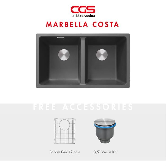 Kitchen Sink Bak Cuci Dapur Granit 2 Lubang CGS MARBELLA COSTA Rockgranite Sink - Undermount