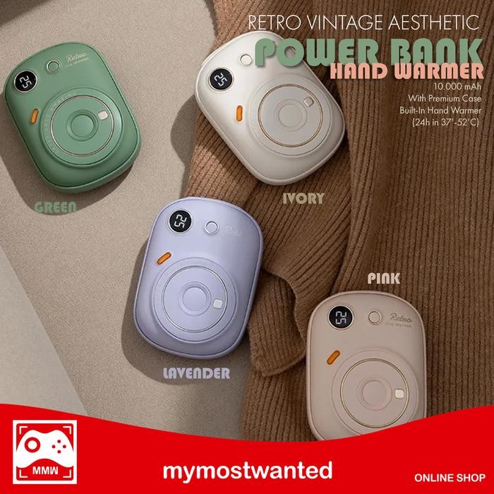 Retro Curvy Camera Design Power Bank And Hand Warmer Cute 10000 Mah