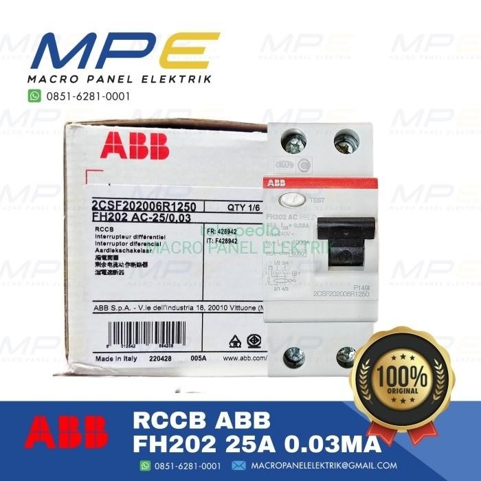 Menarik Rccb Abb Fh202 Ac-25 0,03A / Elcb Rccb Abb Fh202 2P 25A 30Ma 0,03A Terlariss 