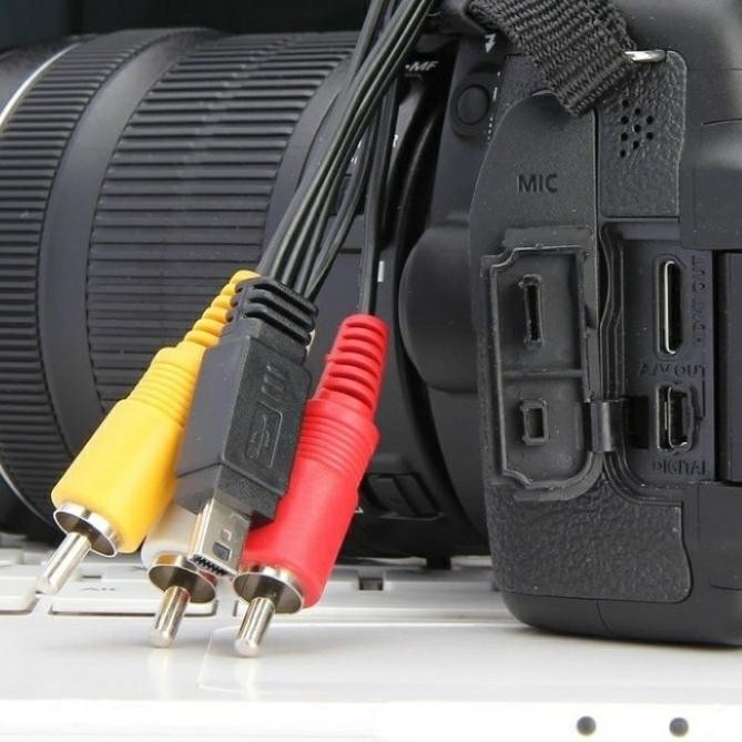 KABEL AV KAMERA CANON JACK MINI USB TO 3 RCA FOR CANON 60D,70D,6D