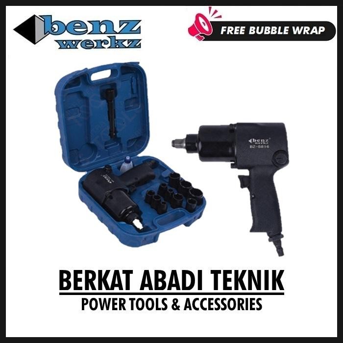 BENZ BZ5816 MESIN AIR IMPACT WRENCH 1/2 PEMBUKA BAUT ANGIN HAMMER TWIN
