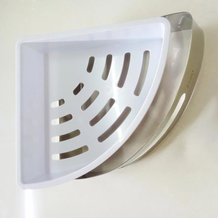 Rak Sudut/Rak Kotak/Rak Sabun Tempat Sabun Fioni Stainless+PVC Plastik
