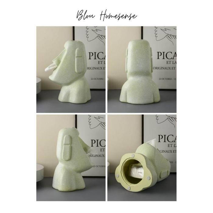 BLOU MOAI KEPALA BATU TISSUE BOX KOTAK TISSUE UNIK INSP MOAI STATUE