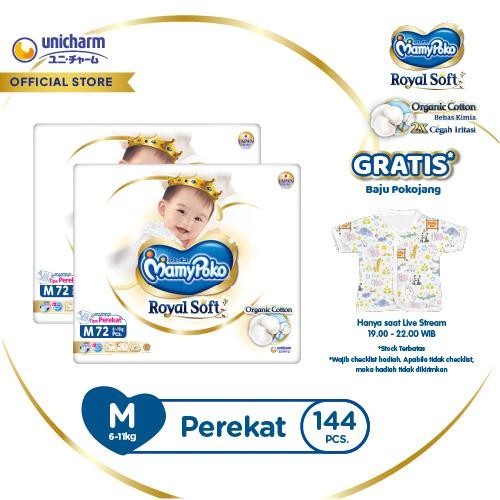 [Gratis Baju Pokojang] Mamypoko Royal Soft Organic Perekat M 72 - 2 pack