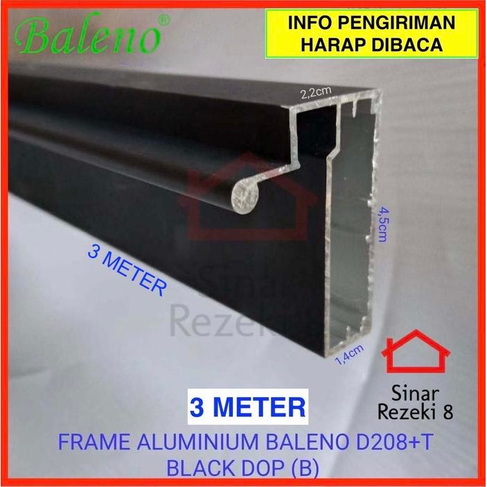 Frame Aluminium Hitam Handle Kaca Pintu Lemari Kitchen Profil Fhd 128