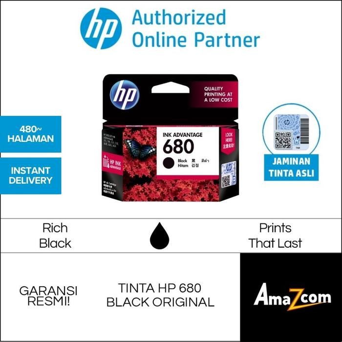 Tinta HP 680 Black / Hitam Ink Cartridge for Printer HP 2135 3635